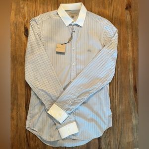 Burberry men’s button down striped shirt.